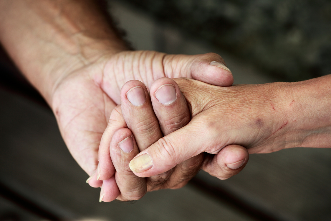 Old couple's hands